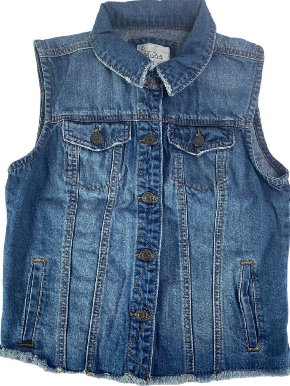 Mudd Distressed Denim Sleeveless Vest - Blue size medium